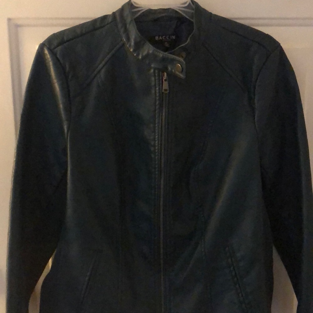 Dark Teal Green Faux Leather Jacket